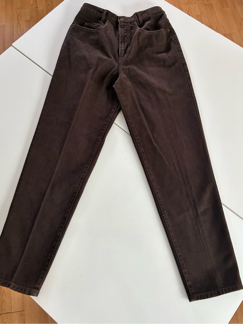 VTG KAREN KANE 12 BROWN 💯 COTTON DENIM JEANS STRAIGHT LEG PRE LOVED CASUAL EUC